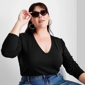 Future Collective x Kahlana Barfield Brown Long Sleeve Open Back Top Black 3X